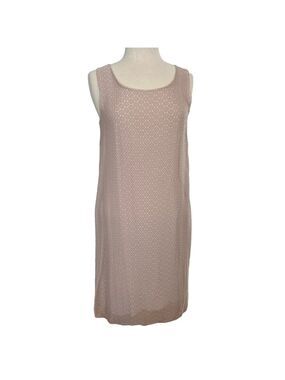 M Made in Italy 70% silk dress flowy beige baby pink sleeveless round neck small